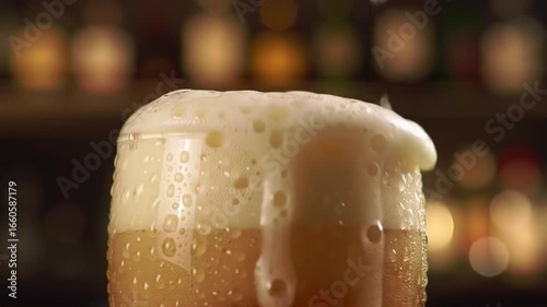 Pouring Golden Refreshment In Glass With Abundant Foamy Head