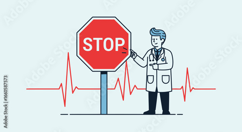 Doctor Recommends To Stop With Signal For Health And Protection Concept