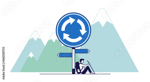 Facing the Route Dilemma A Hiker's Pause at the Crossroads in The Mountains