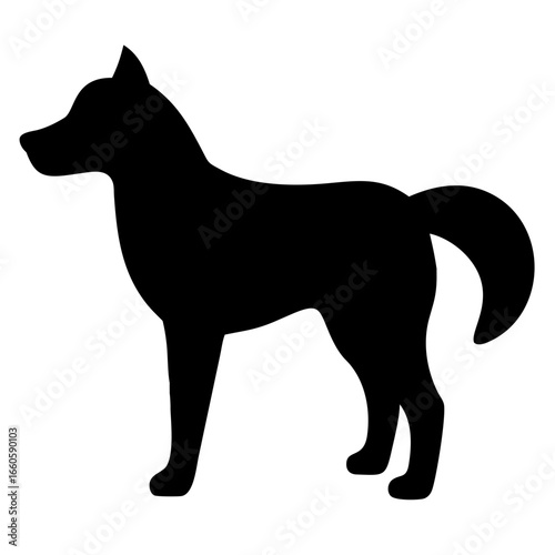 Simple Black Silhouette of a Dog:  Profile View, Minimalist Design, Elegant and Modern.