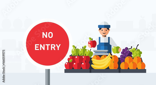 Fresh Produce Market Closed No Entry Due To Pandemic Outbreak Restriction