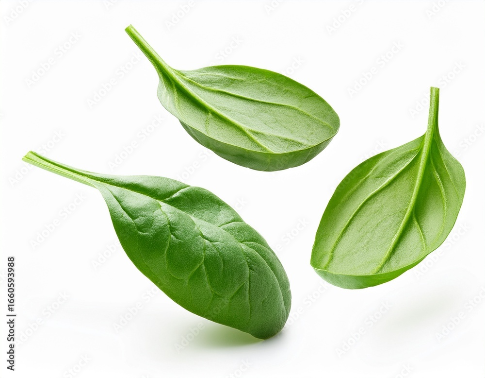 Fototapeta premium falling spinach isolated on white background cutout
