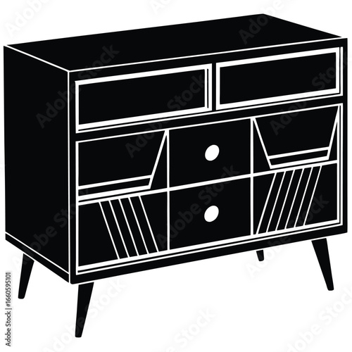 Retro Vinyl Record Cabinet Mid Century Storage