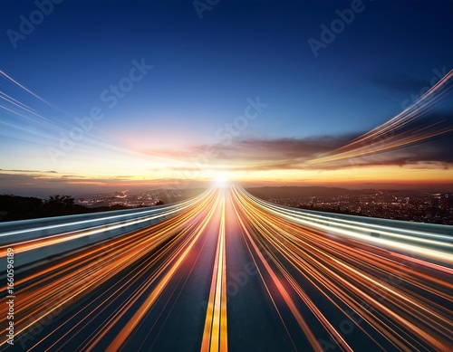 dynamic light trails symbolizing a journey to success representing innovation and growth in business strategies and vision