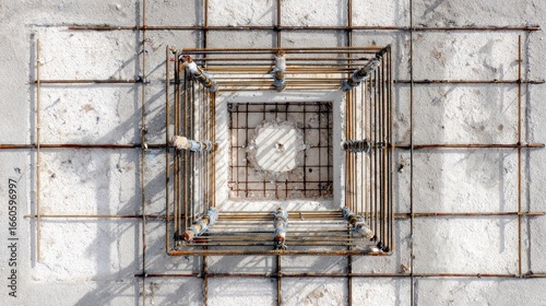 Aerial view of concrete foundation structure