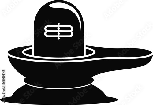 Stylized black silhouette of a shiva lingam on its yoni pedestal