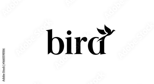 Creative black serif logotype bird where the letter d transforms into a flying bird silhouette.