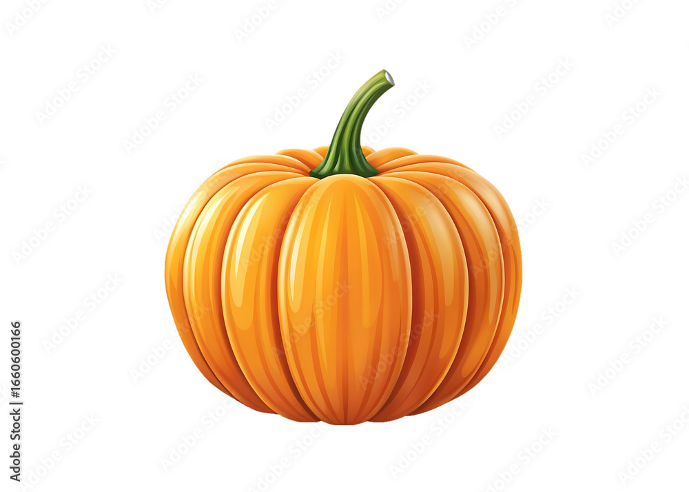 Obraz premium A vibrant orange pumpkin with dark vertical stripes on a black background