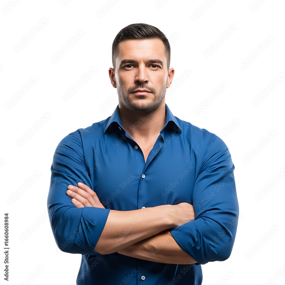 Obraz premium Man Crossing Arms on White Background