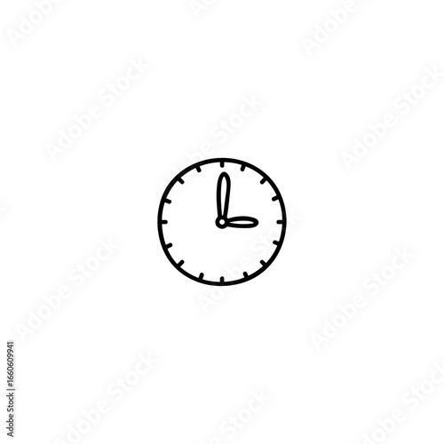 Clock hand draw icon flat vector design.