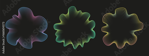 Neon sound wave in circular form. Vector equalizer spectrum for music visualization, voice signals, and radar graphics