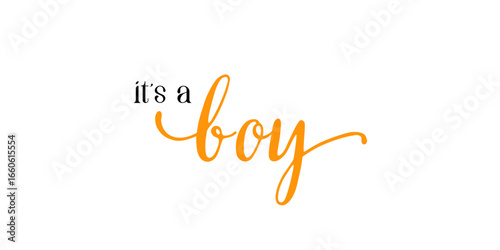 Card template with a multi-colored inscription. Vector illustration for gender reveal party