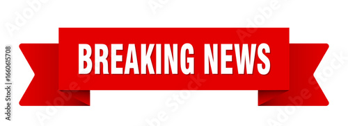 breaking news ribbon isolated on transparent background. breaking news ribbon