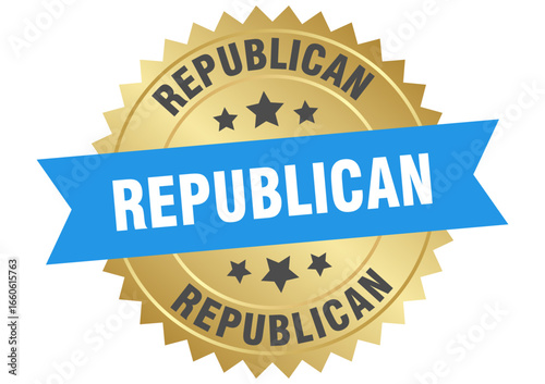 republican. republican round blue and gold label isolated on transparent background