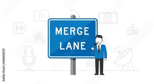 Merge Lane A Professional Broadcasting Career Illustration Concept Design