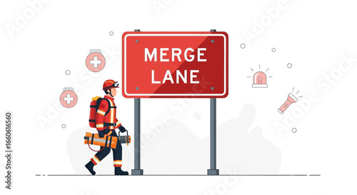Merge Lane Safety Rescuer Preparedness Awareness and Response Graphic Design