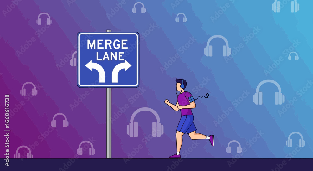 Obraz premium Merging Fitness Priorities Listening to Music And Following Life Directions