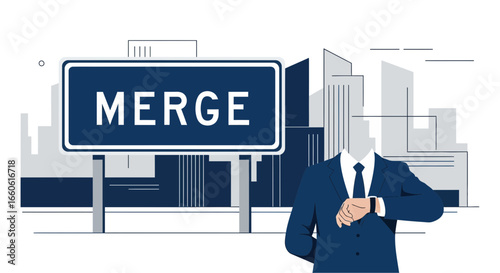 Merger Deadline Approaching Depicts Business Strategy and Cityscape View