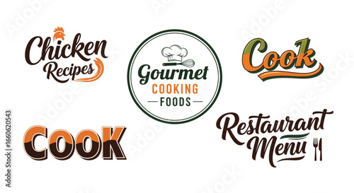 Versatile Collection of Modern Food and Cooking Related Typography Logos and Badges for Restaurant and Recipe Businesses