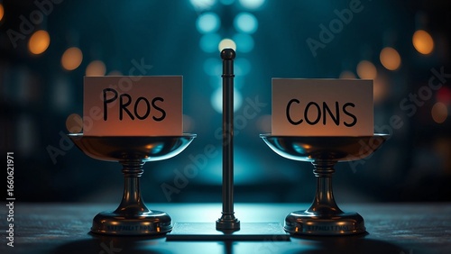 Pros and cons on scales Risk planning Advantages and disadvantages Evaluating possible profit and lo