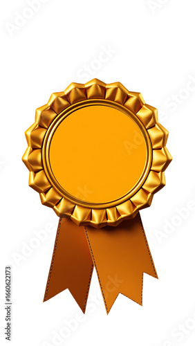 Gold ribbon award blank with copy space Isolated vertical