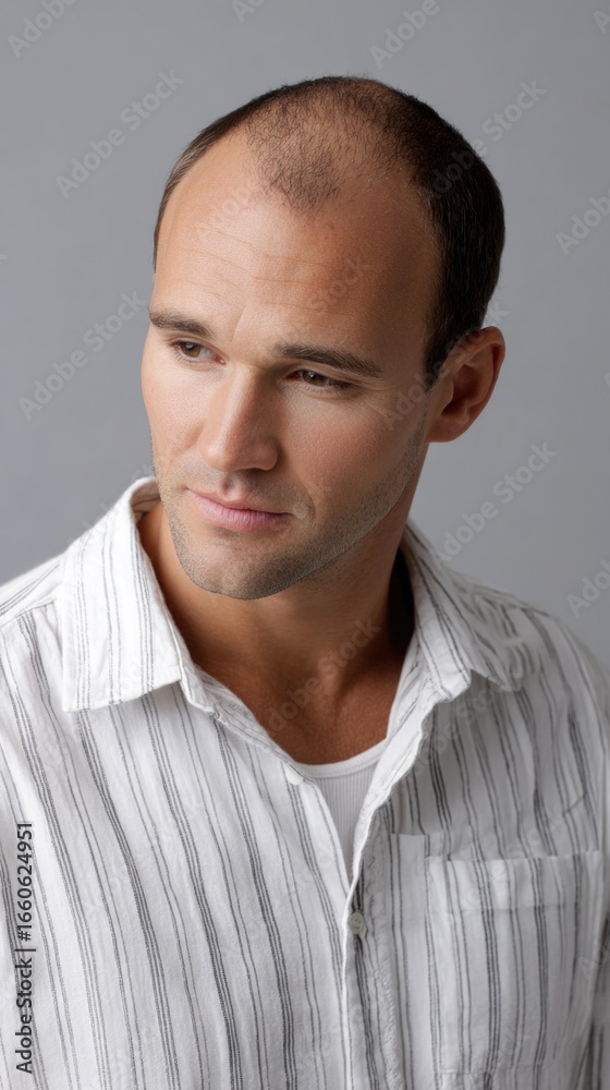 Fototapeta premium Hair loss concern: follicle damage, scalp disorder, strand breakage, bald patch, thinning crown, root weakness, hairline recession, texture shift, shedding issue, dermal condition, density change