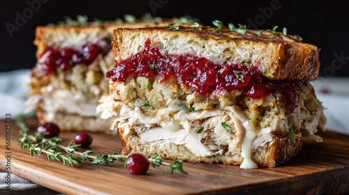 A Thanksgiving Turkey Sandwich, Showcasing Festive Flavors