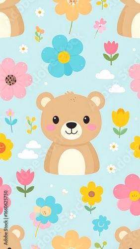 Cute bear and flower pattern (1)