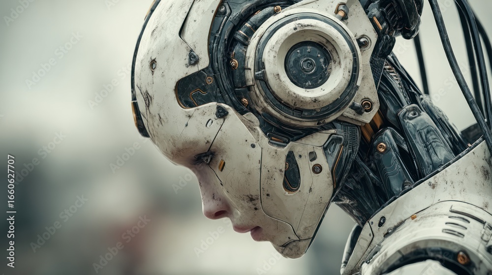 Fototapeta premium Advanced android with human-like features embodying technology's future