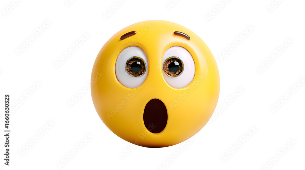 Shocked face emoji with widewide isolated on white background Shocked face emoji with widewide isolated on white background
