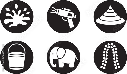 Splashing Water Circle Icon Vector Illustration for Songkran Festival in Thailand Design