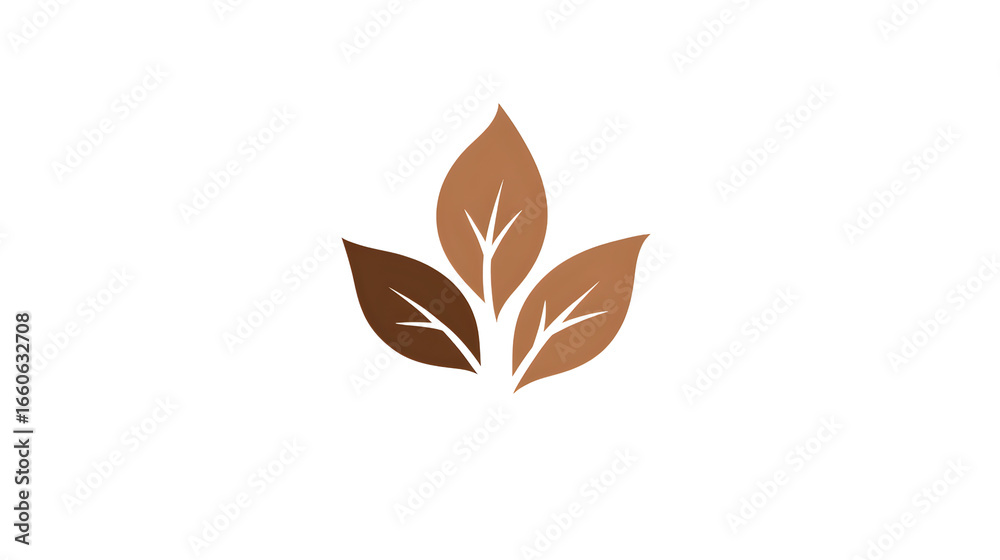 Three brown leaves logo isolated on a transparent background Three brown leaves logo isolated on a transparent background