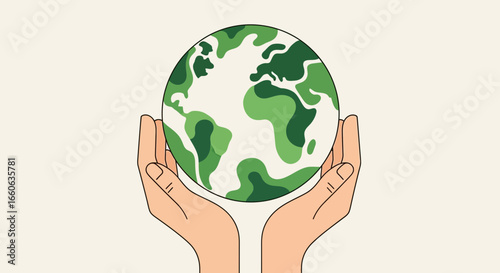 Earth In Hands For Environmental Concept Protection Illustration