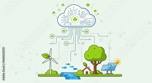 Sustainable Future Powered By Green Energy And Technology Integration
