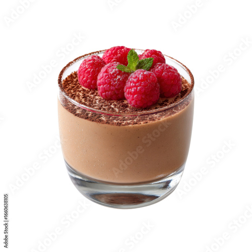 Delicious Chocolate Mousse Dessert with Fresh Raspberries