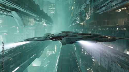 Sci-Fi City with Massive Starship