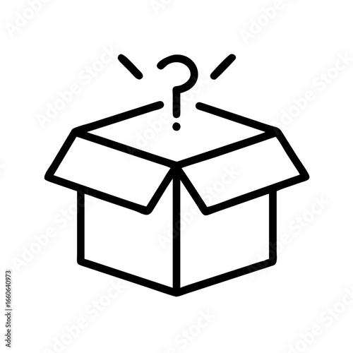 Lost & Found box with a question mark above it on a transparent background, vector, icon