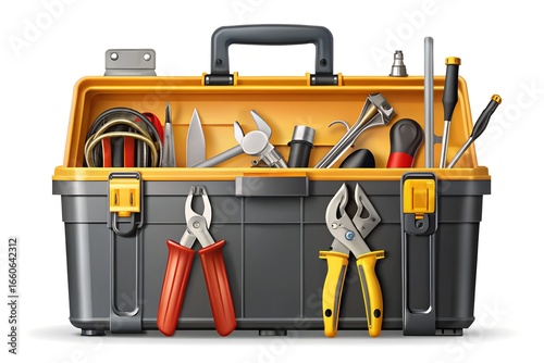 Toolbox with Screwdriver and Pliers Vector Illustration on White Background