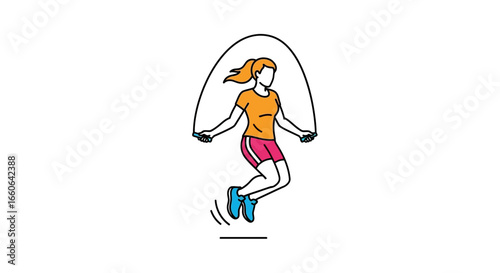 Woman skipping rope, vibrant fitness workout for healthy lifestyle