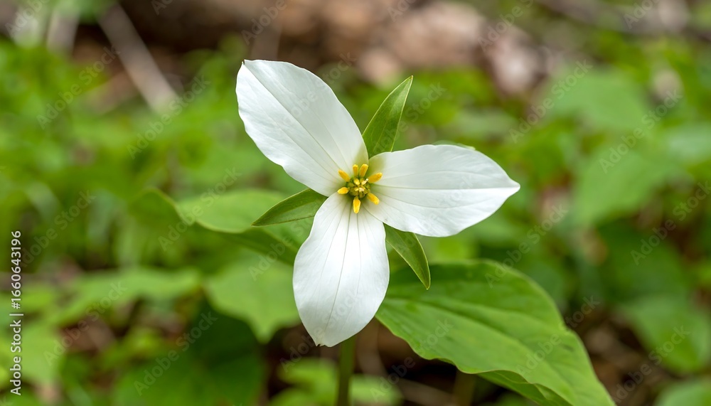 Fototapeta premium Close-up of a pristine white trillium flower