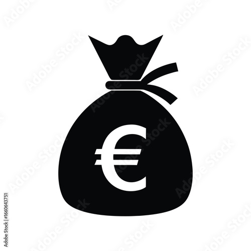 money bag with euro currency symbol isolated on white background