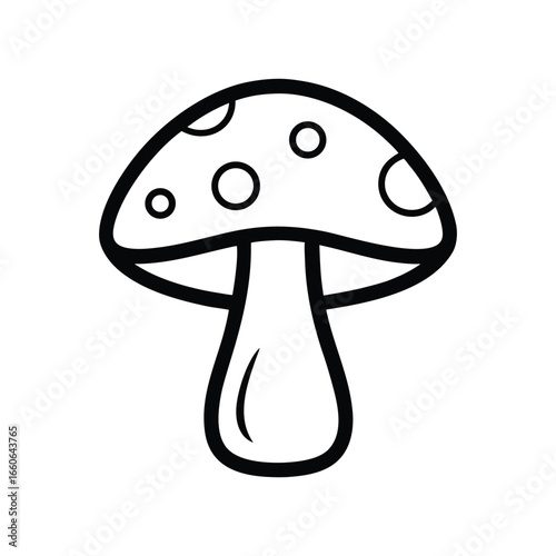 mushroom icon outline art isolated on white background