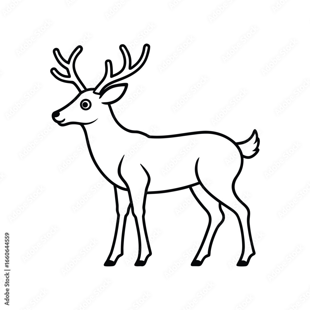 Obraz premium Deer Outline Isolated on White Background