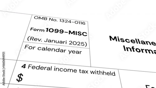 1099-MISC Form Income tax concept animation camera movement footage loop