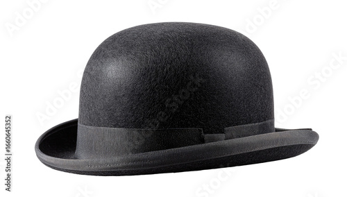 Dark gray bowler hat, profile view (1)