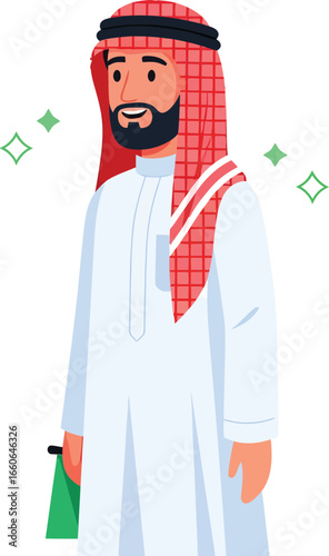 Vector art of arabic man in traditional clothing standing