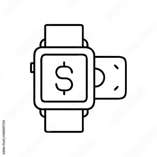 Vector icon of a smartwatch with payment symbol