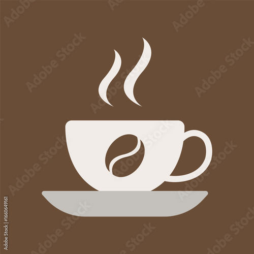 Coffee glass mug icon in withand chocolate color with steam for beverage, menu, and cafe art.
