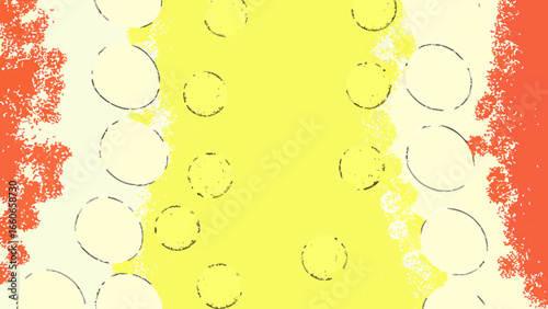 Abstract yellow and orange pattern with circular shapes and textures  