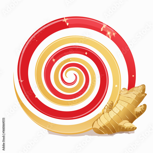 Red and Gold Spiral Candy with Ginger Root